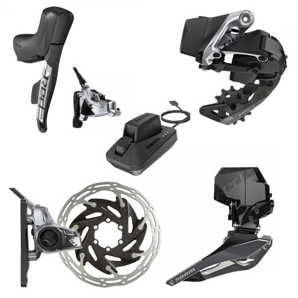 GROUP KIT SRAM ETAP AXS 2X RED AXS HRD FM SHIFTER/HYD FLAT DISC BRAKEw/2pcCALIPER/RD 33T MAX & BAT/FD & 160 6B ROTORS & BAT/CHARGER & CORD